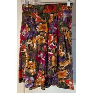 Magnitude Vintage Floral Split Knee Length Skirt Skort S